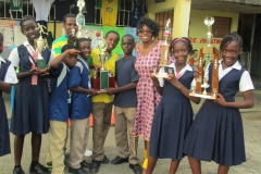 Kay with winning students atPetersfield School Westmoreland Jamaica